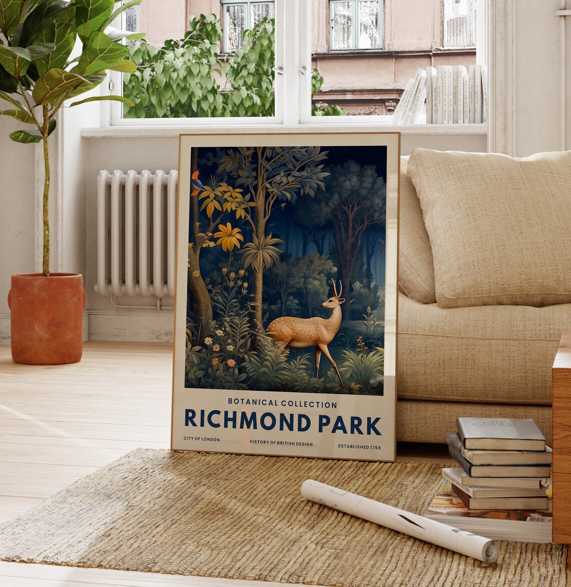 Richmond Park Botanical Collection Forest Deer Vintage Nature Art Poster - Image 2