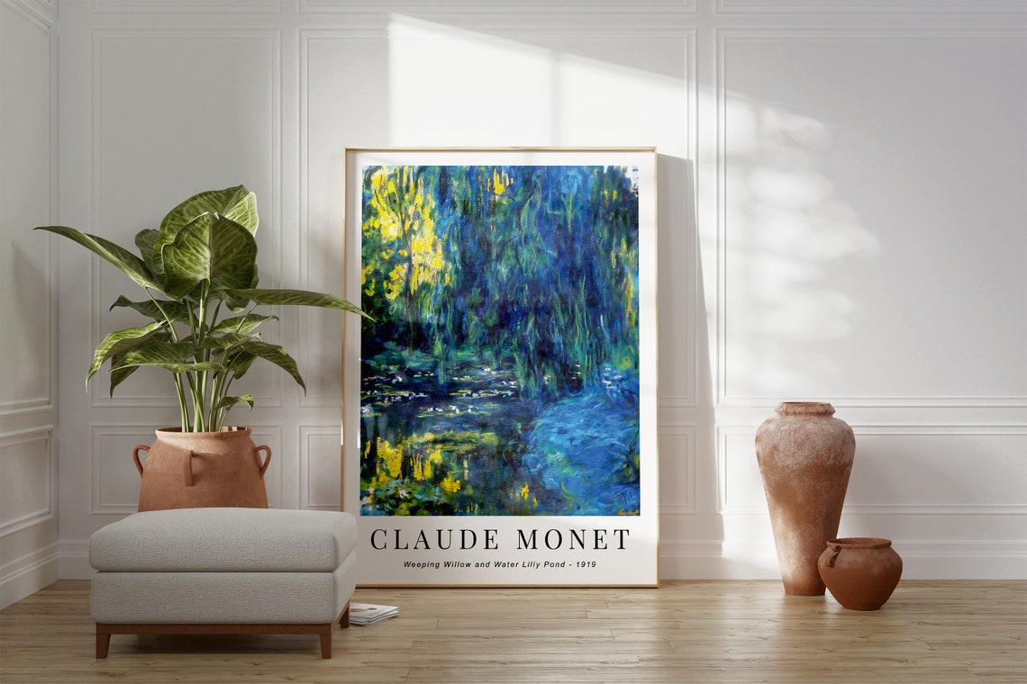 Monet Weeping Willow And Water Lilly Pond Abstract Poster Modern Nature Impressionism Print Gallery Wall Art Decor Art Lovers Gift - Image 4