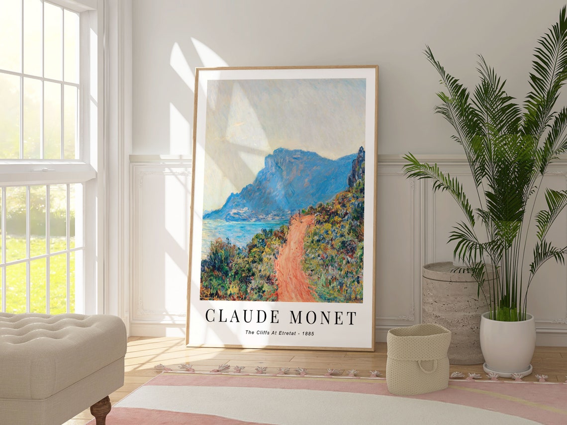 Monet The Cliffs At Etretat Art Poster Famous Landscape Impressionism Print Natural Scenic View Elegant Artwork Gallery Art Decor Gift - Image 3