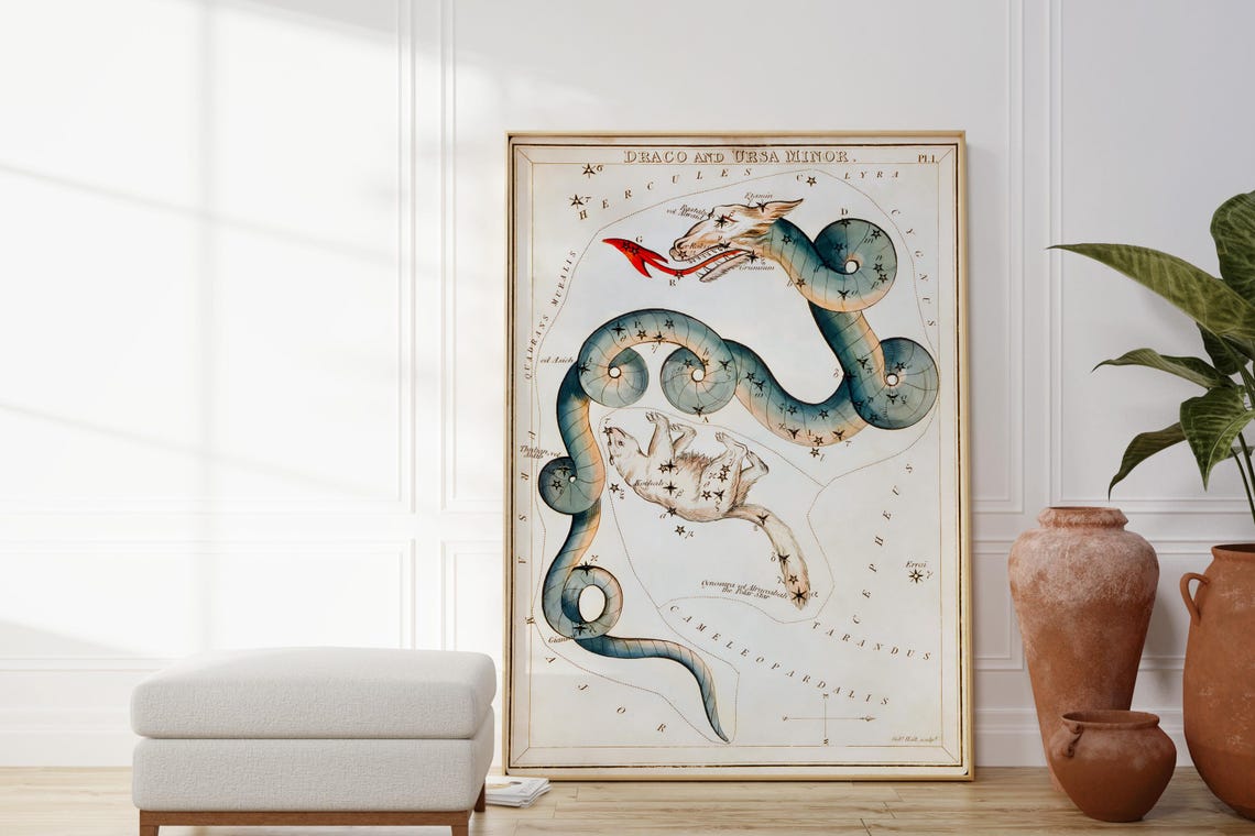 Draco And Ursa Minor Star Map Poster Celestial Print Constellation Artwork Housewarming Gift Original Modern Wall Astrological Art - Image 4