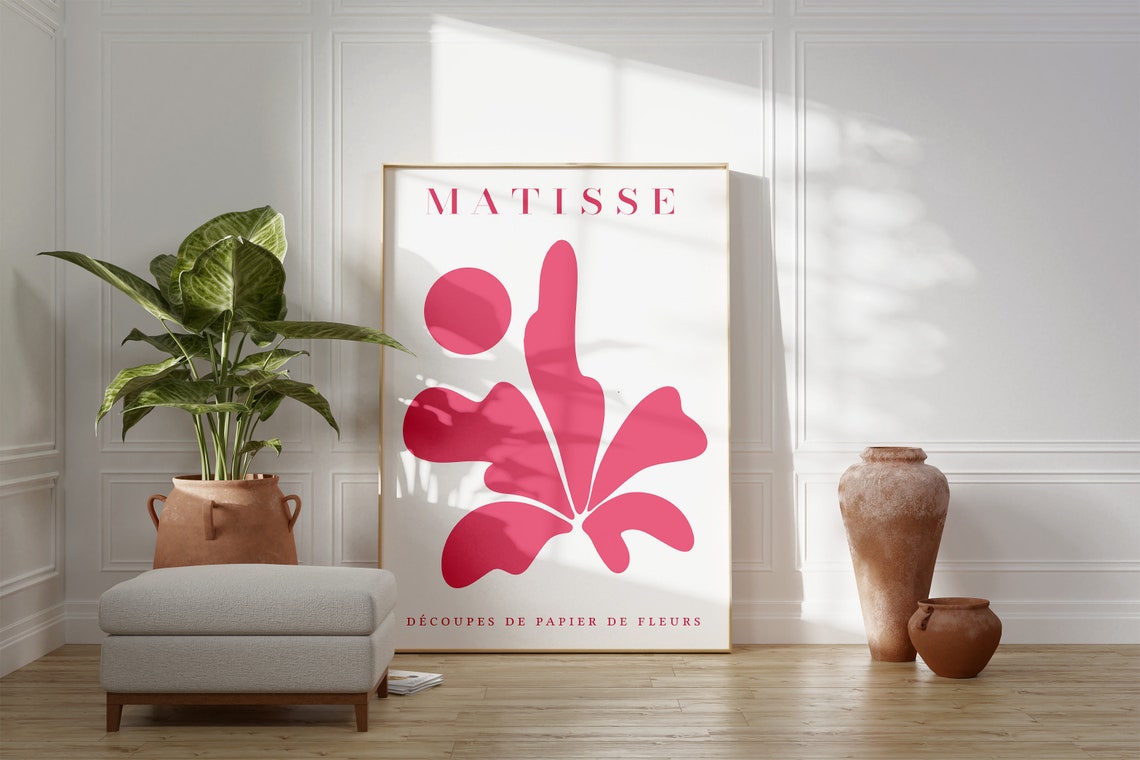Henri Matisse Pink Paper Cut Out Flower Minimalist Art Poster - Image 2