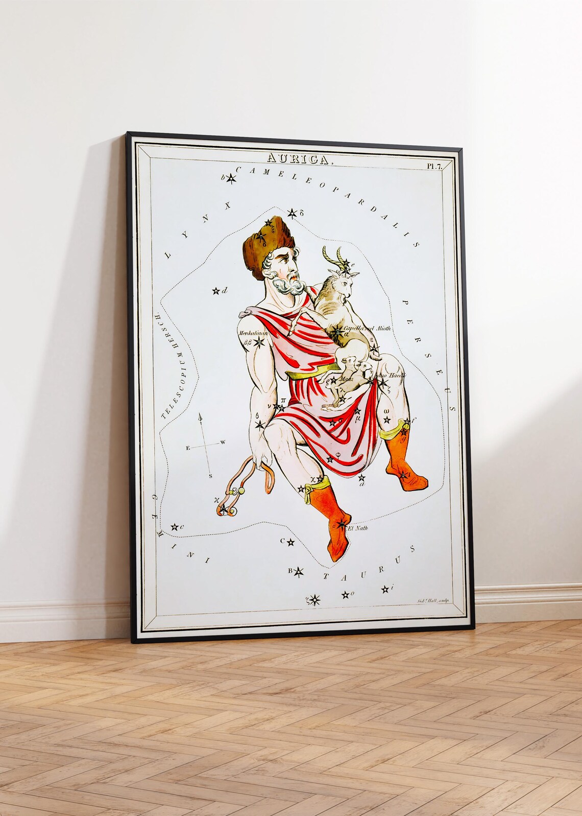 Auriga Constellation Star Map Print Vintage Charioteer Celestial Art Poster - Image 2