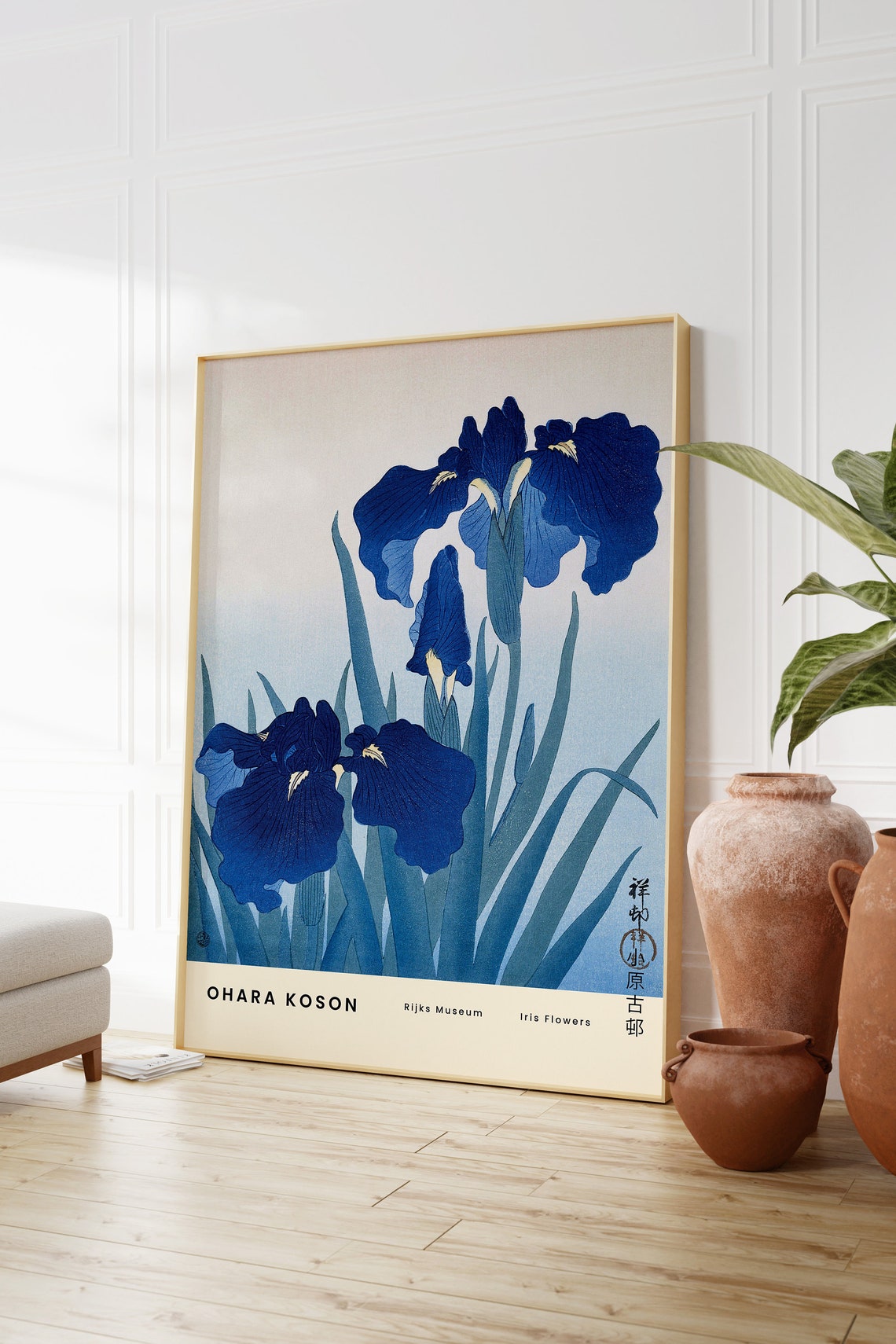 Ohara Koson Iris Flowers Blue Japanese Woodblock Botanical Print - Image 2