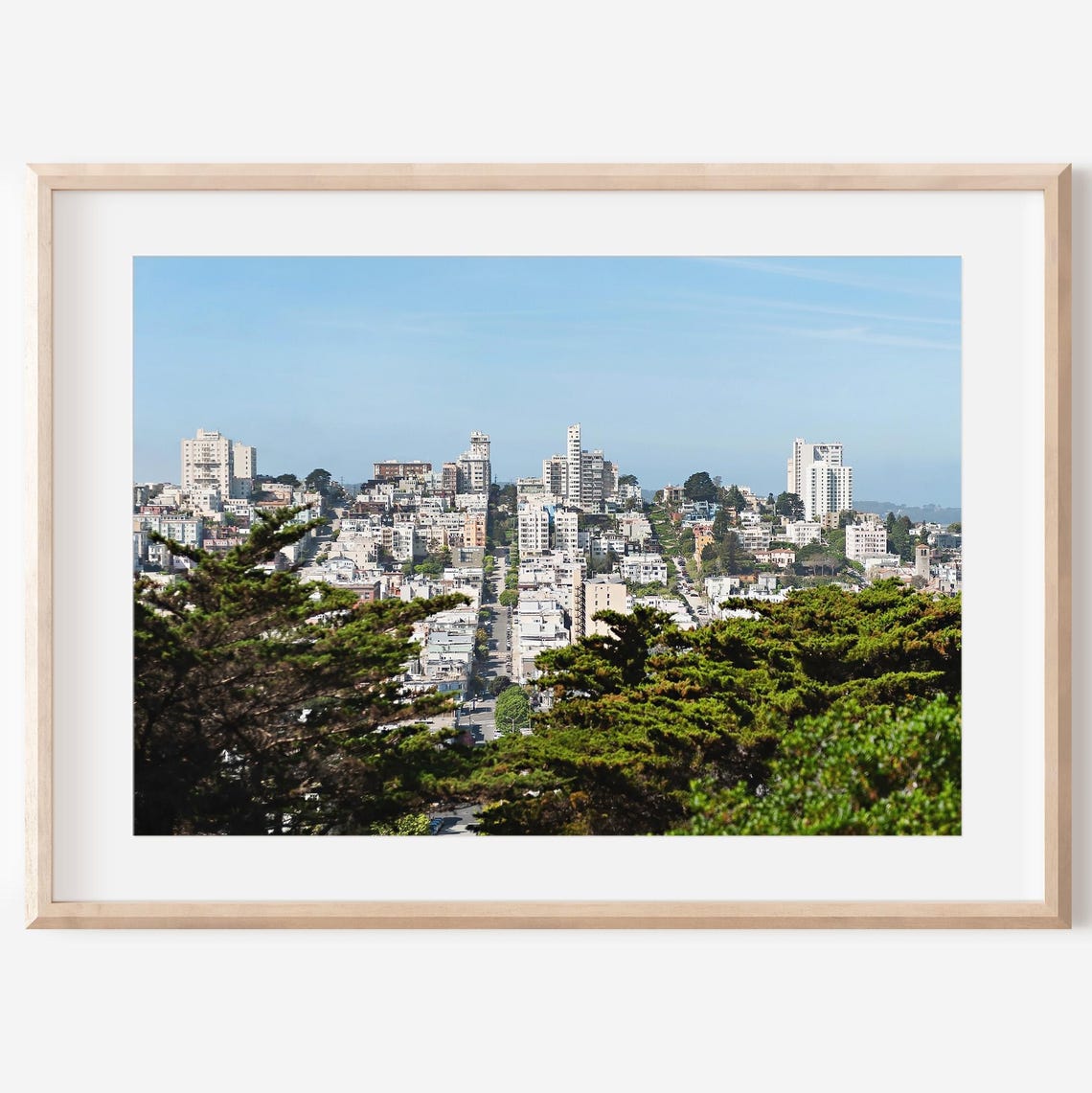 San Francisco Cityscape Photo Poster Hillside Skyline Tree View