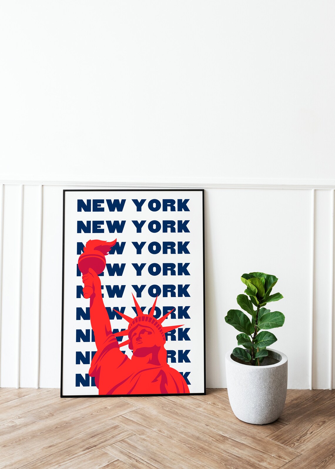 New York Statue of Liberty Red and Blue Pop Art Travel Poster