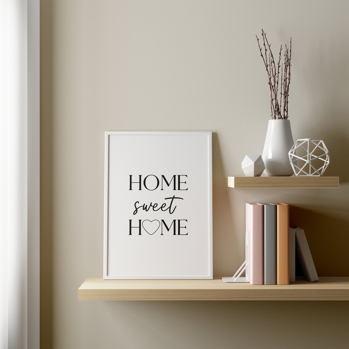 Home Sweet Home with Heart Serif Typography Entryway Wall Poster