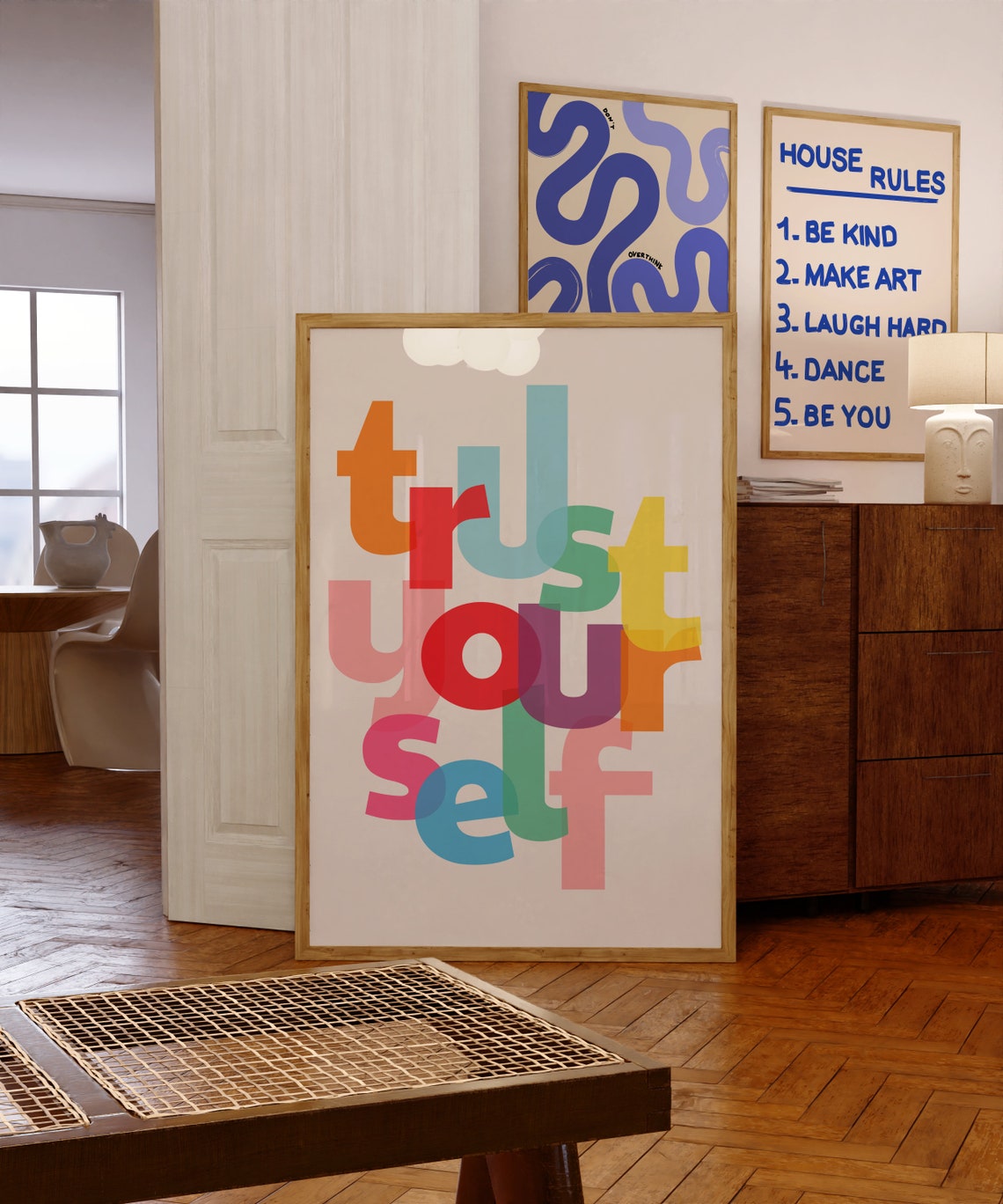 Trust Yourself Colorful Overlapping Retro Lettering Quote Poster