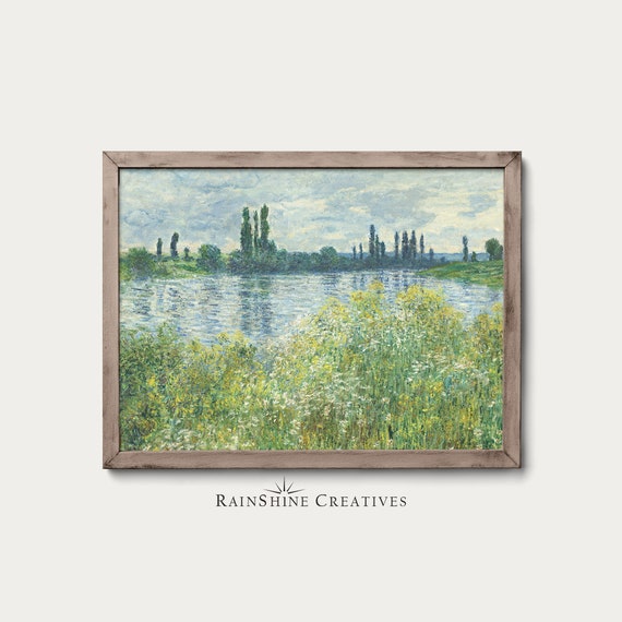 Vintage Seine River Oil Painting Banks Of The Seine Vtheuil Claude Monet 133