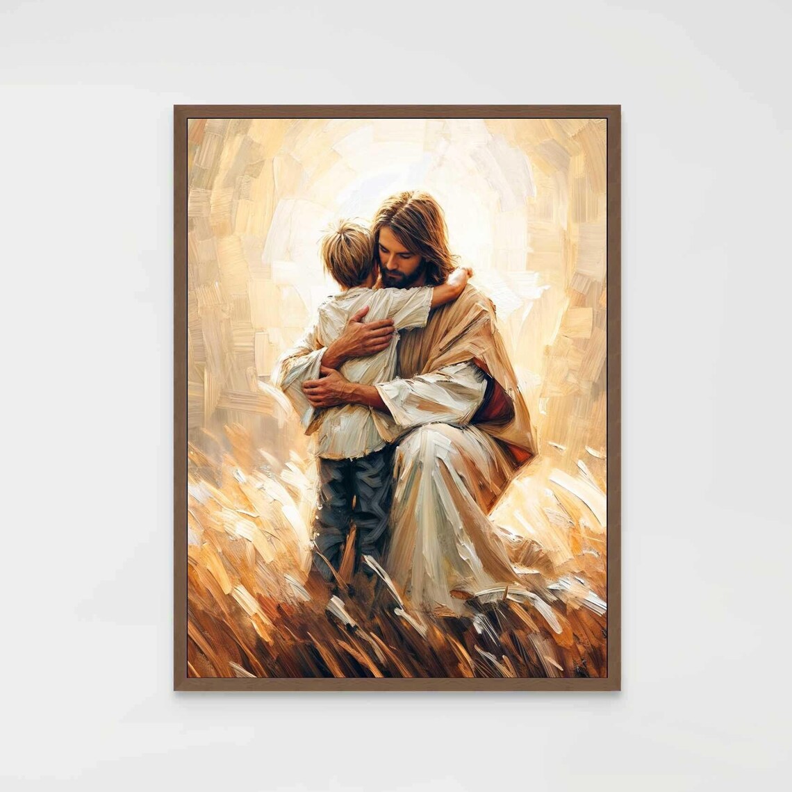 Saved And Loved Jesus Hugging Boy, Christian Art