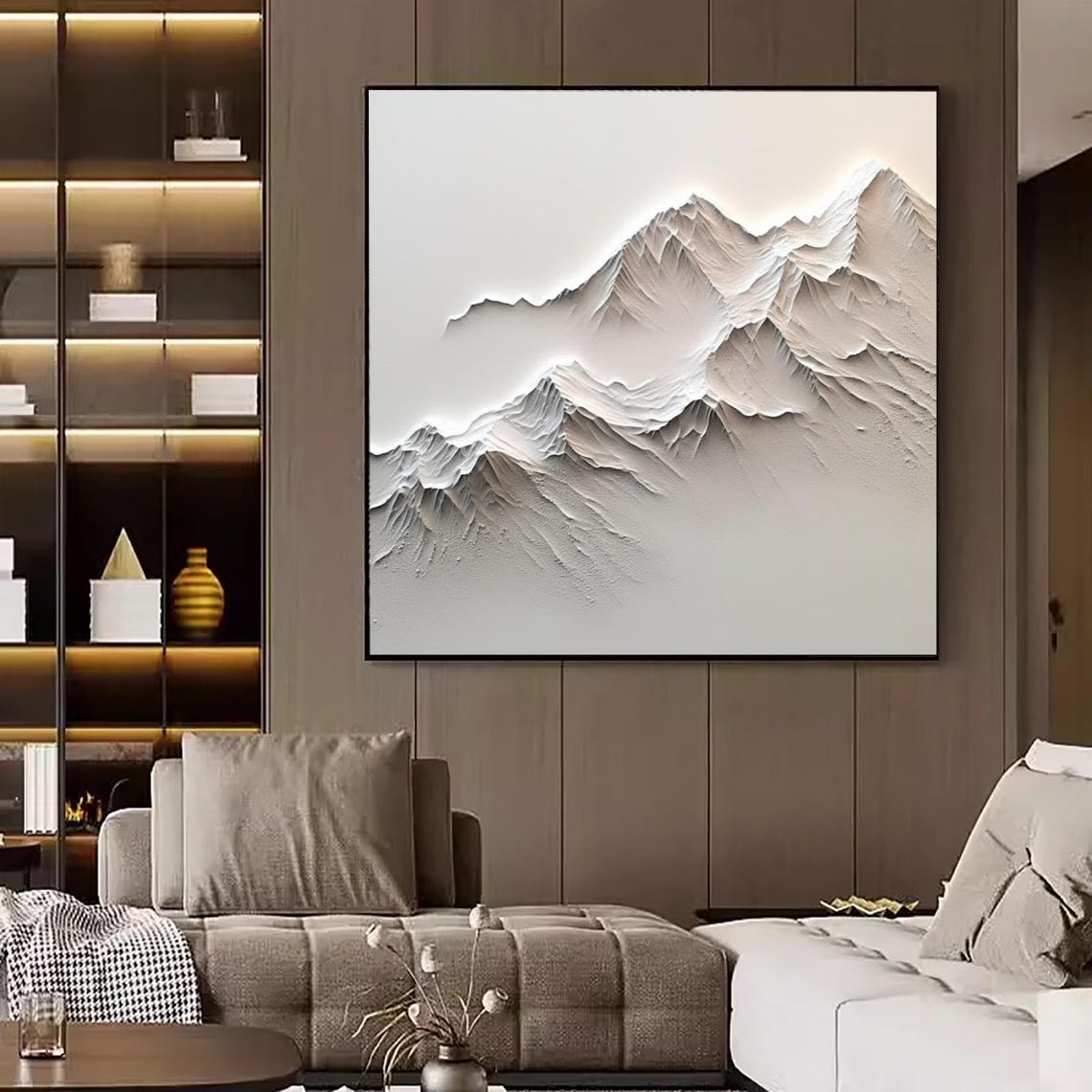 Original White Mountain Painting On Abstract Hand Painted Mountain Oil Painting On White Snow Mountain Painting Wall Art Decor