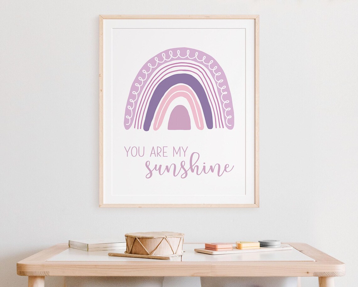 You Are My Sunshine Purple Rainbow Nursery Quote Baby Girl Poster - Image 5