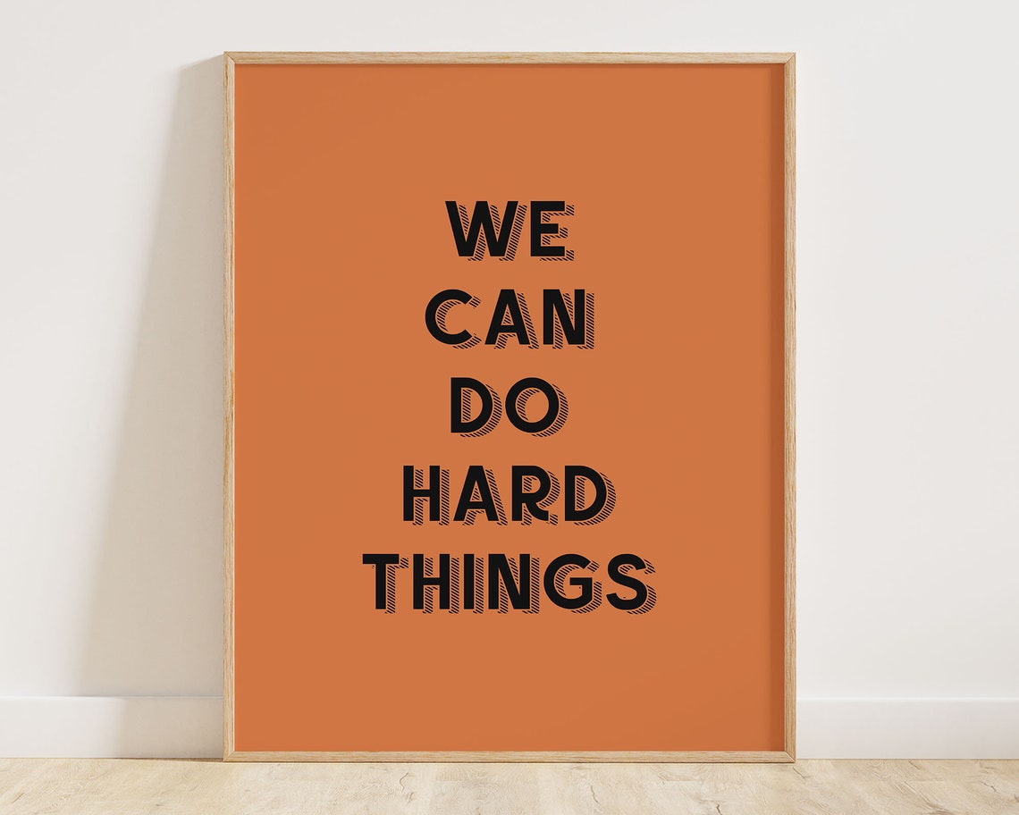 We Can Do Hard Things Burnt Orange Growth Mindset Classroom Wall Art - Image 3