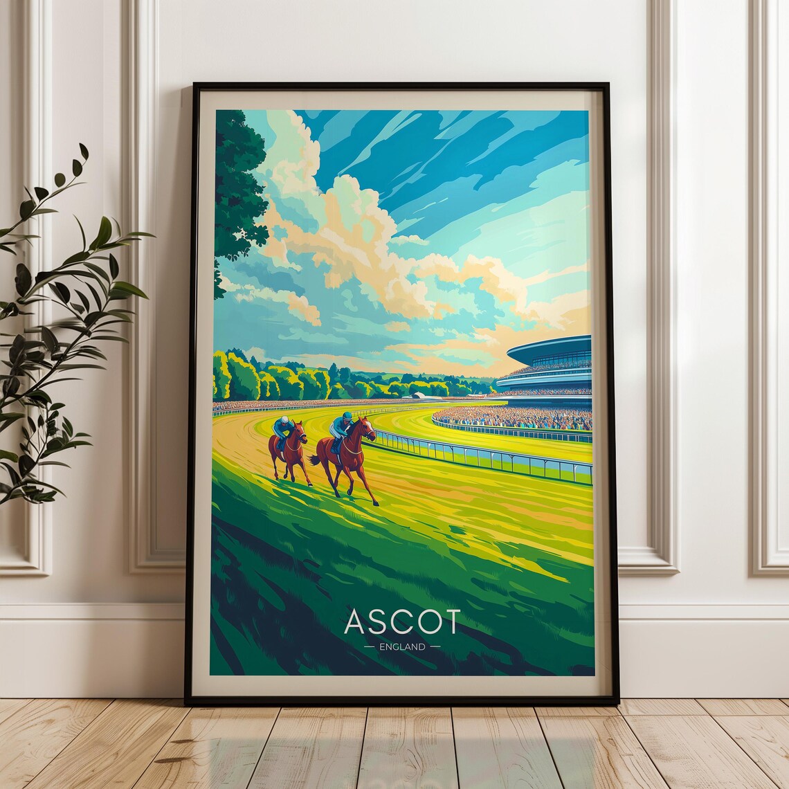 Ascot Racecourse England Travel Poster, Art Print