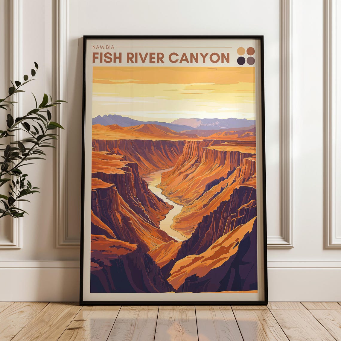 Fish River Canyon Namibia Golden Sunset Gorge Vista Travel Poster