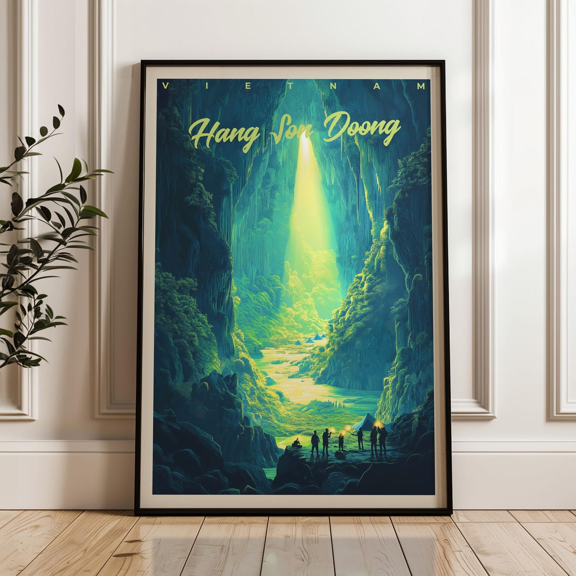 Hang Son Doong Vietnam Giant Cave Light Beam Explorers Travel Poster