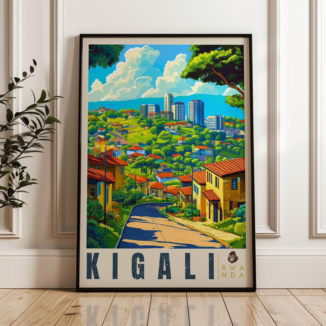 Kigali Travel Poster, Rwanda Illustration Artwork