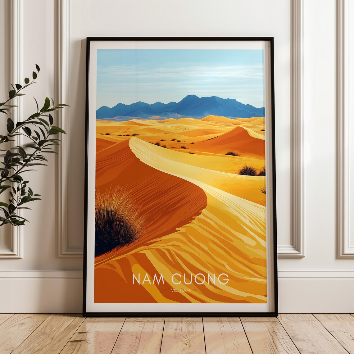 Nam Cuong Vietnam Golden Sand Dune Ridge Bottom Text Travel Poster