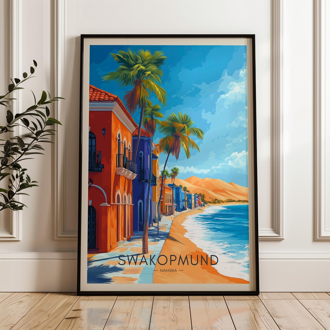 Swakopmund Travel Poster, Namibia Illustration