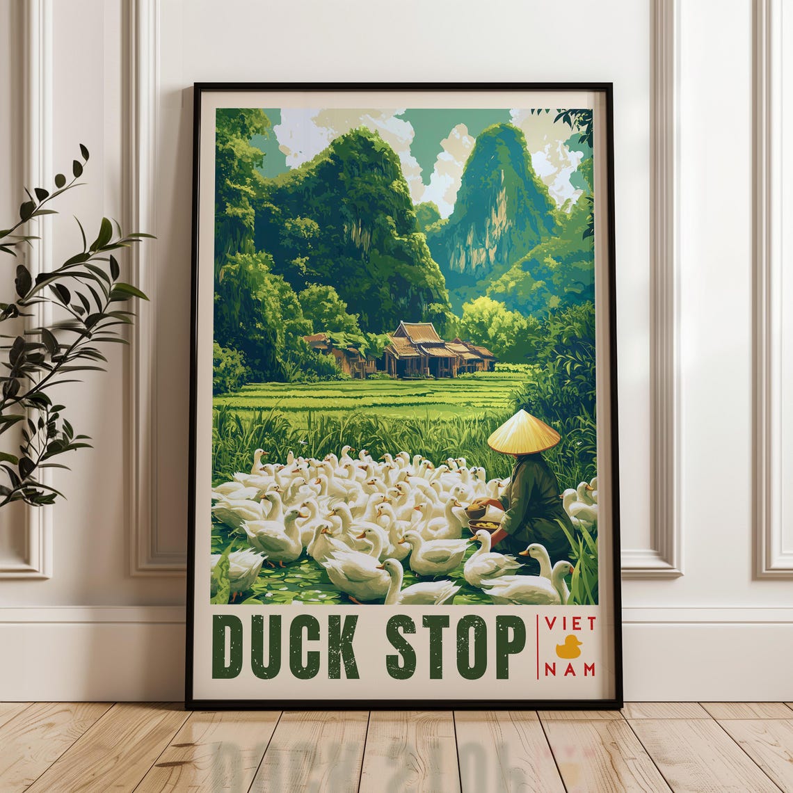 Duck Stop Vietnam Duck Farm Village Karst Countryside Scene Poster