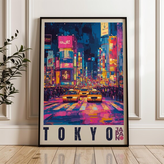 Tokyo Travel Poster, Shinjuku Cityscape