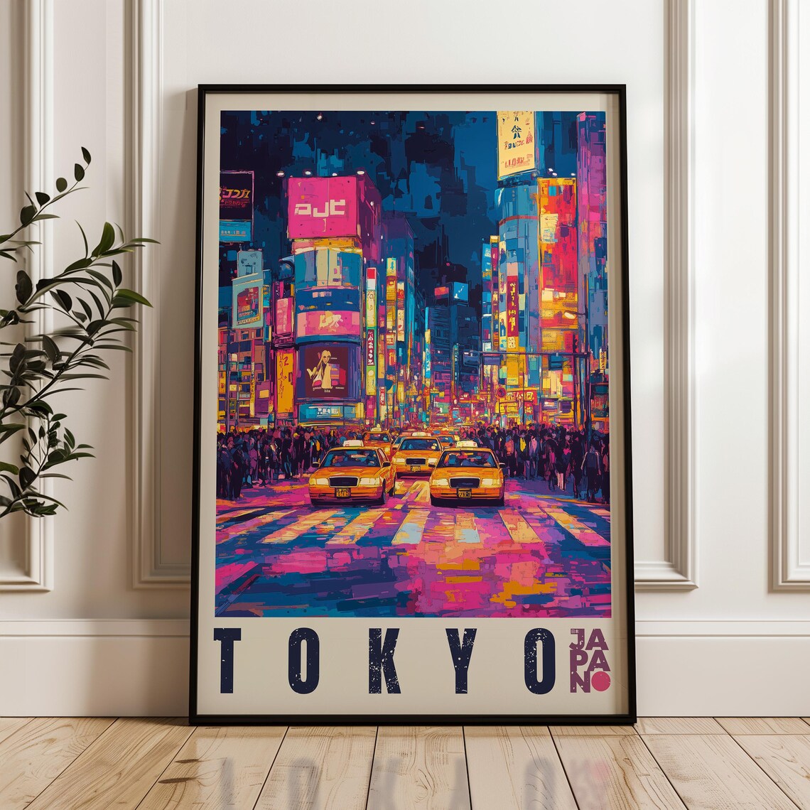 Tokyo Travel Poster, Shinjuku Cityscape