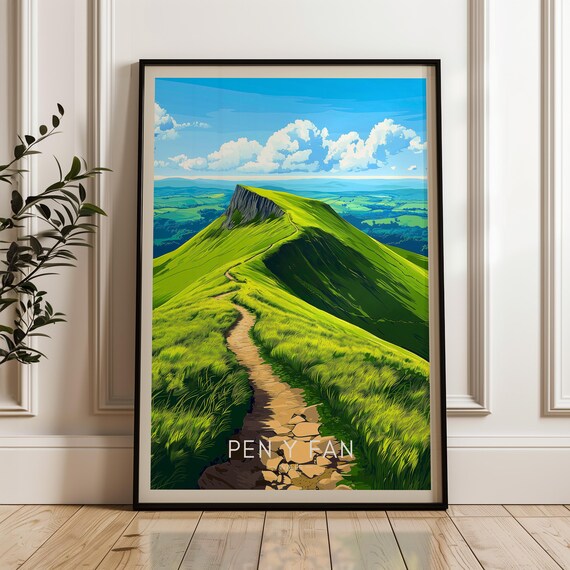 Pen Y Fan Poster, Wales Hiking Illustration