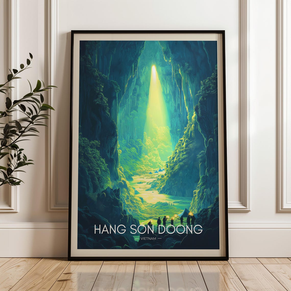 Hang Son Doong Vietnam Giant Cave Jungle Light Beam Travel Poster