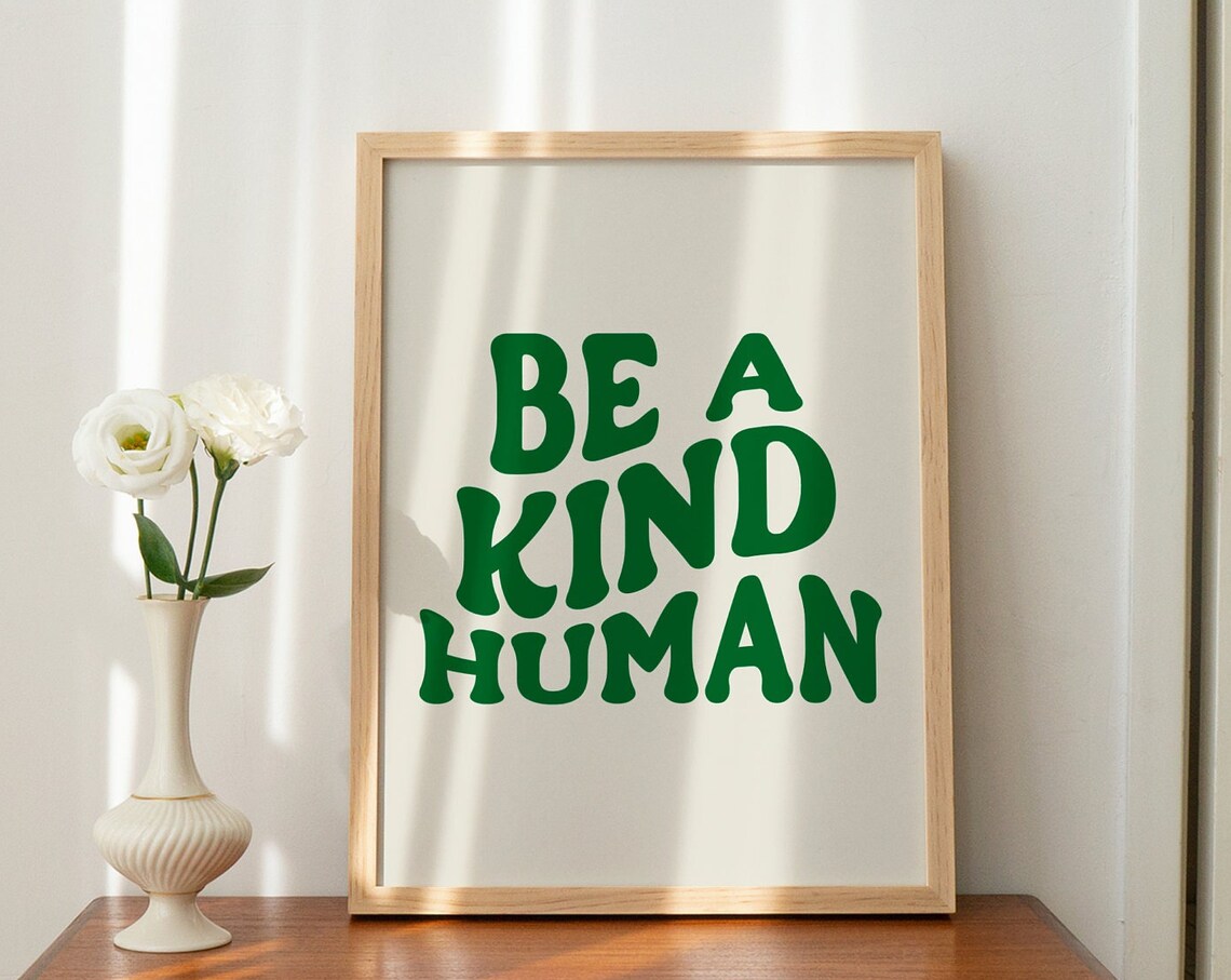Kind Retro Groovy Inspirational Quote Art Print - Image 2