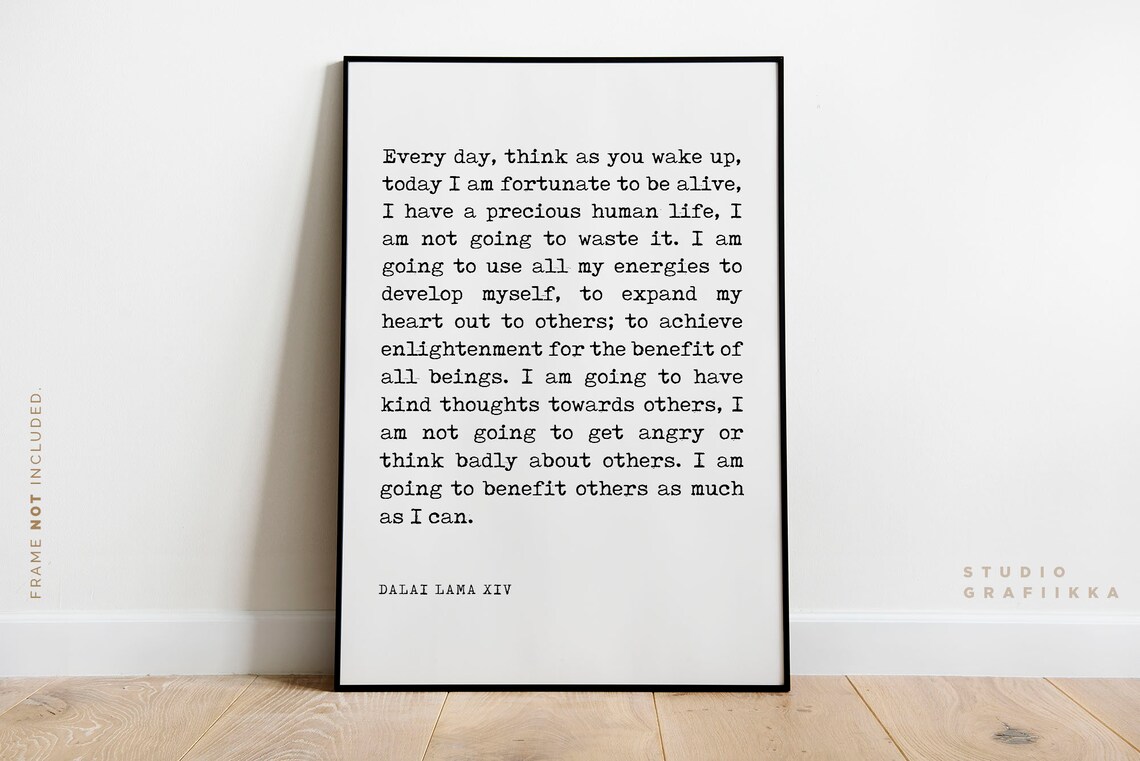 Dalai Lama Morning Intention Gratitude Compassion Quote Print - Image 2