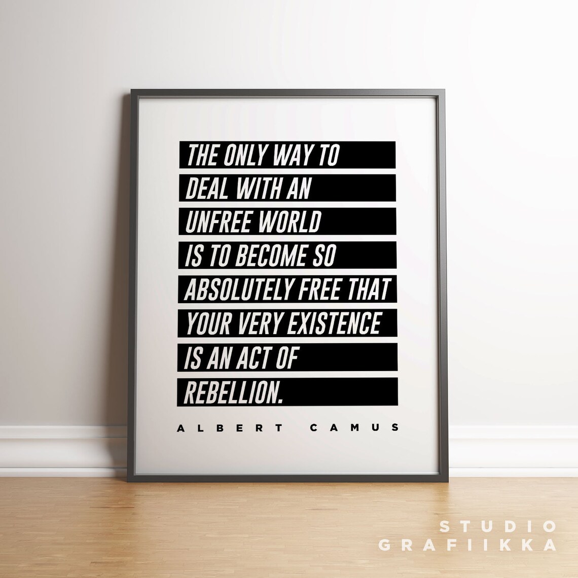 Albert Camus Unfree World Rebellion Bold Typography Quote Poster - Image 2