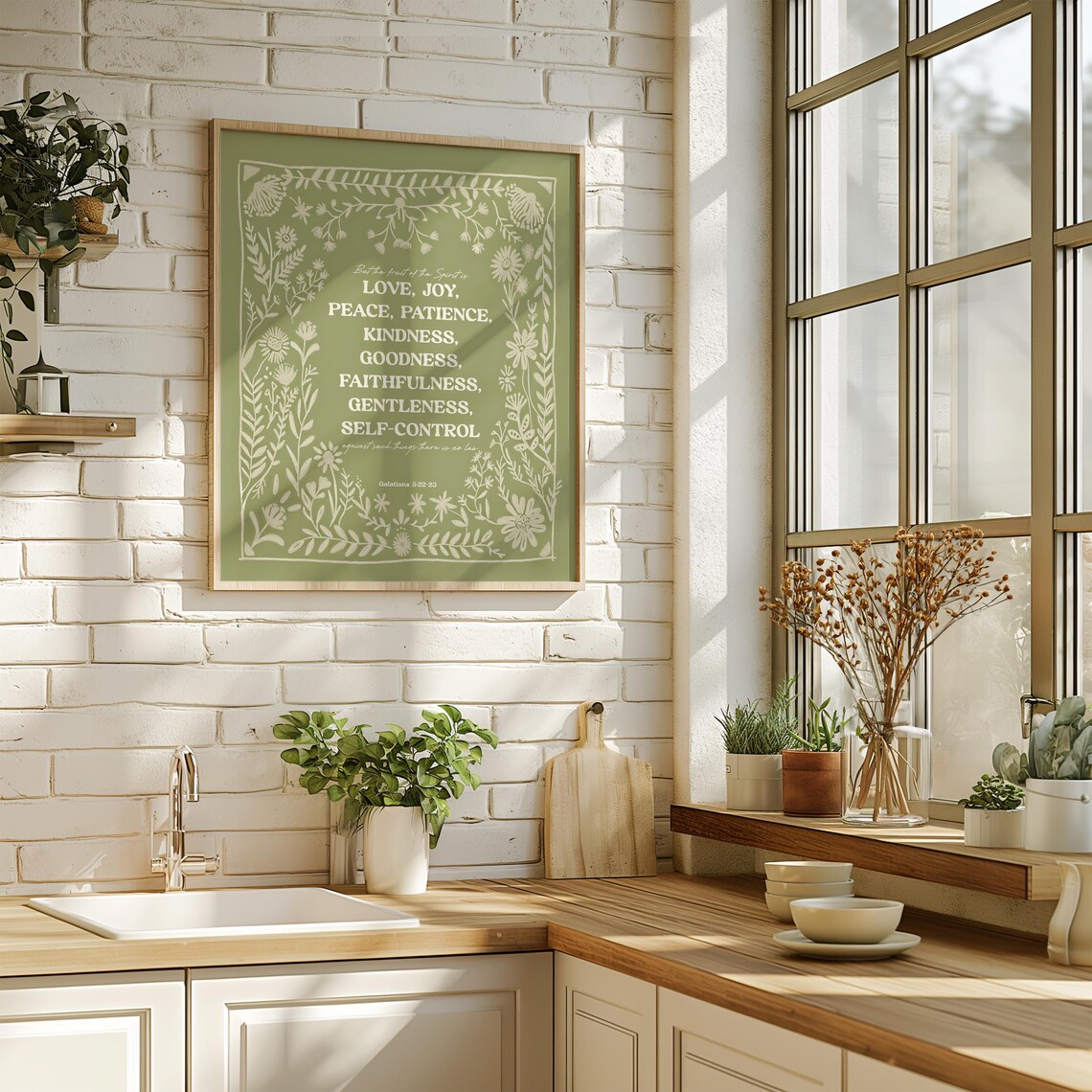 Fruit of the Spirit Scripture Art Print, Sage Green - Image 2