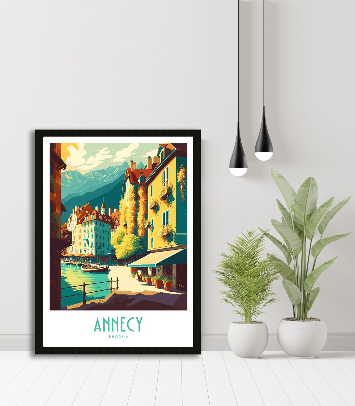 Annecy France Old Town Canal Alpine Peaks Cafe Terrace Art Poster - Image 5