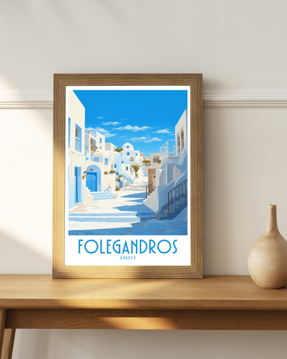 Folegandros Greece Whitewashed Alley Blue Doors Stairs Travel Poster - Image 4
