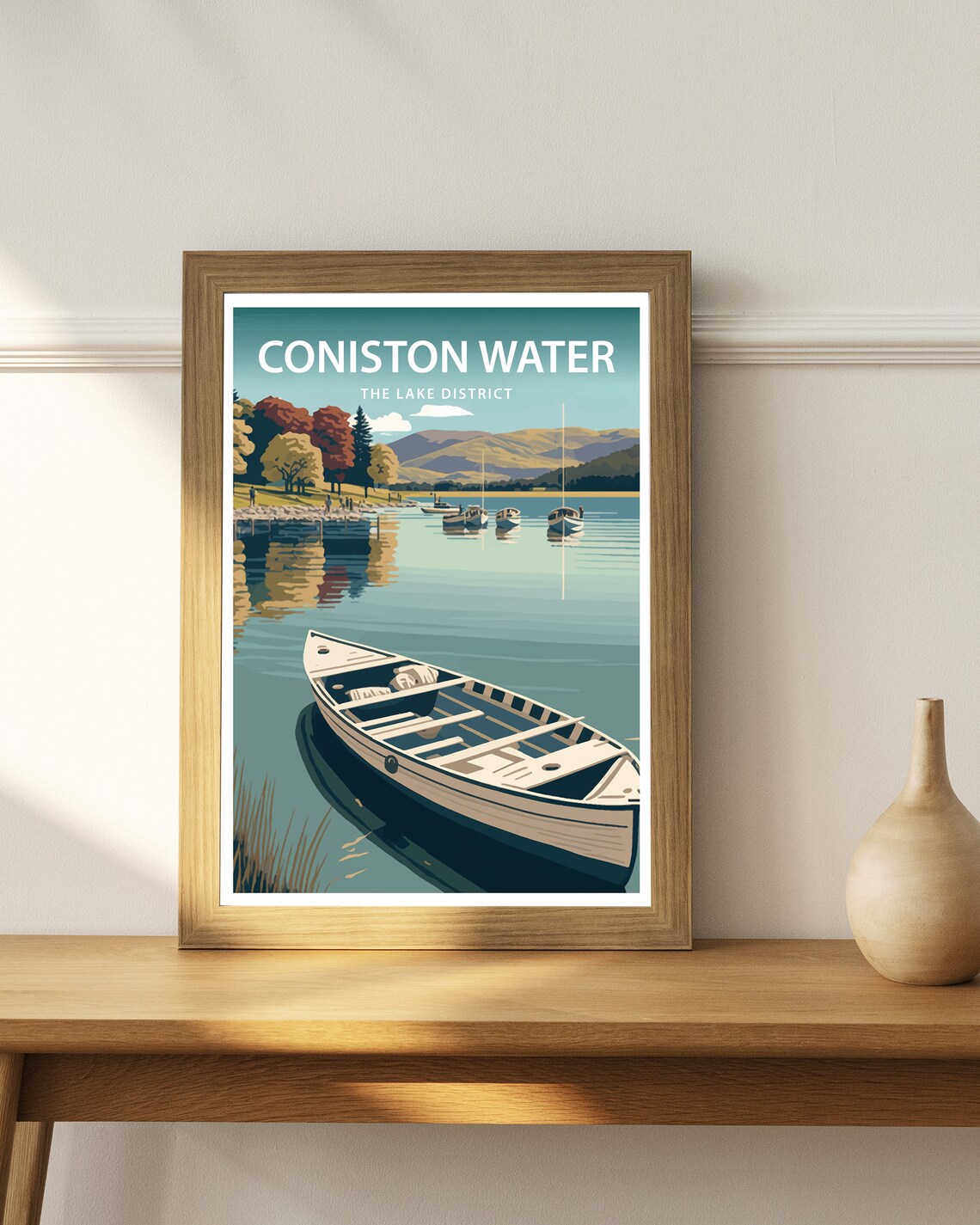Coniston Water Travel Poster, Lake District - Image 3