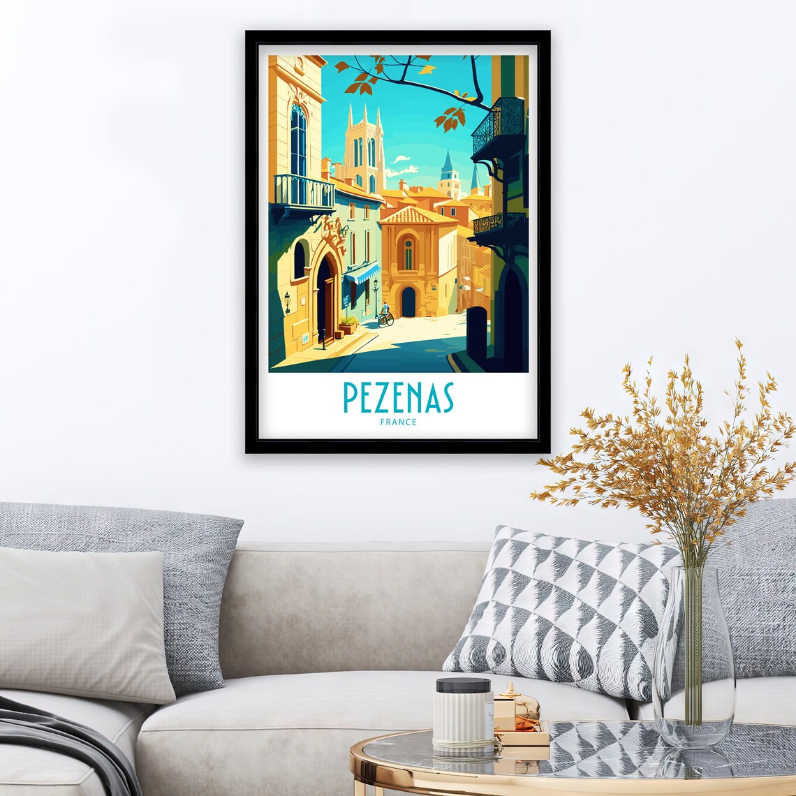 Pezenas France Travel Poster, Home Decor - Image 3
