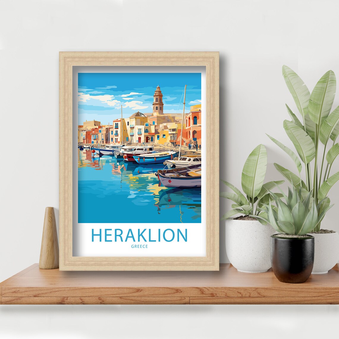Heraklion Greece Old Harbor Fishing Boats Retro Travel Poster - Image 6