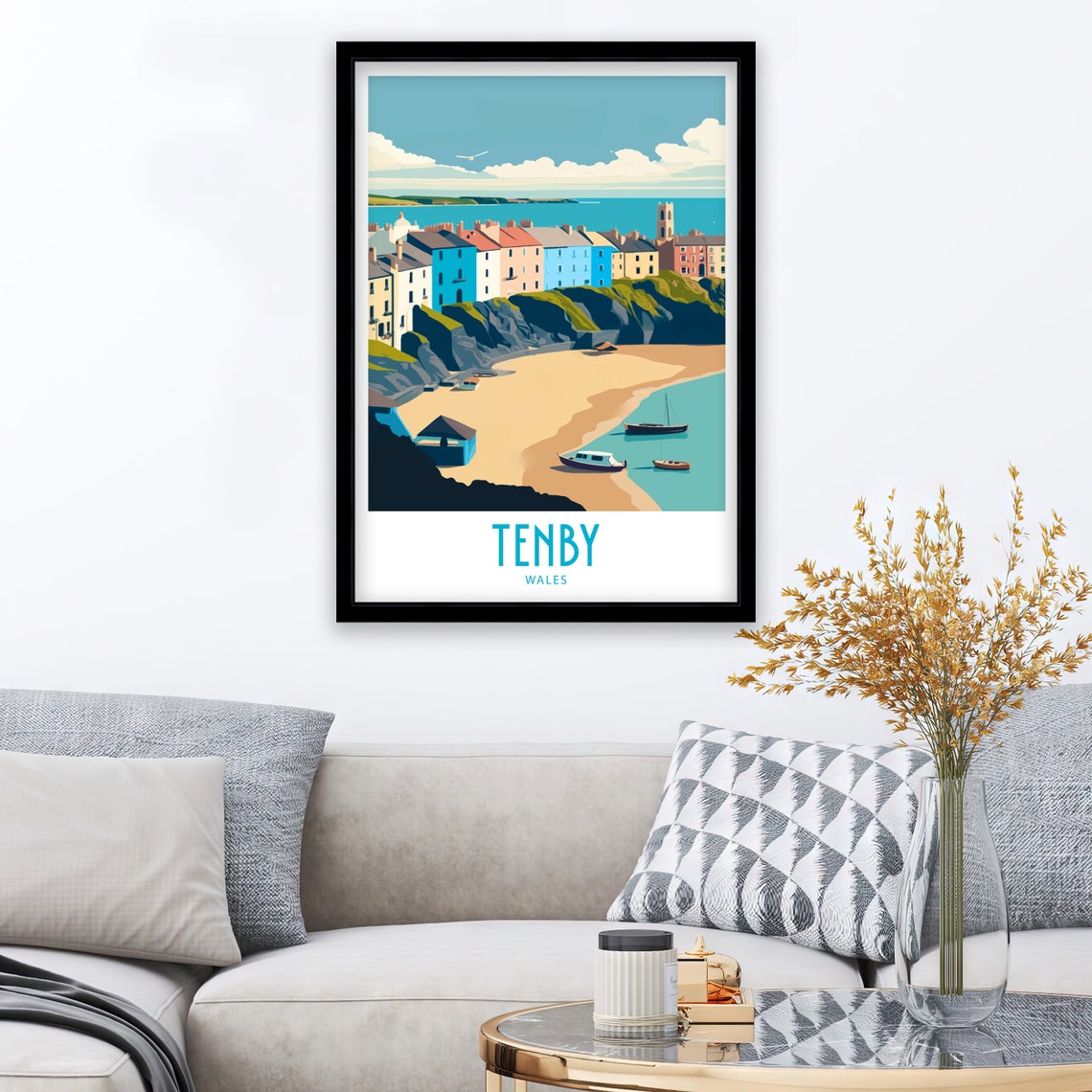 Tenby Travel Print Wall Art Tenby Wales Wall Hanging Home Decoration Tenby South Wales Gift Art Lovers Print Tenby South Wales Wall Decor - Image 4