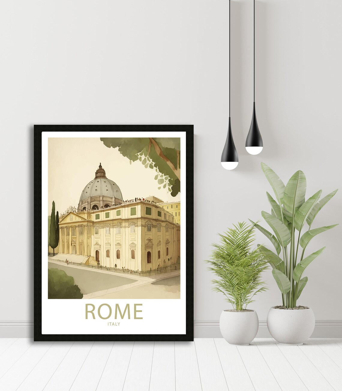 Rome Italy Grand Dome Watercolor Classic Landmark Travel Poster - Image 4