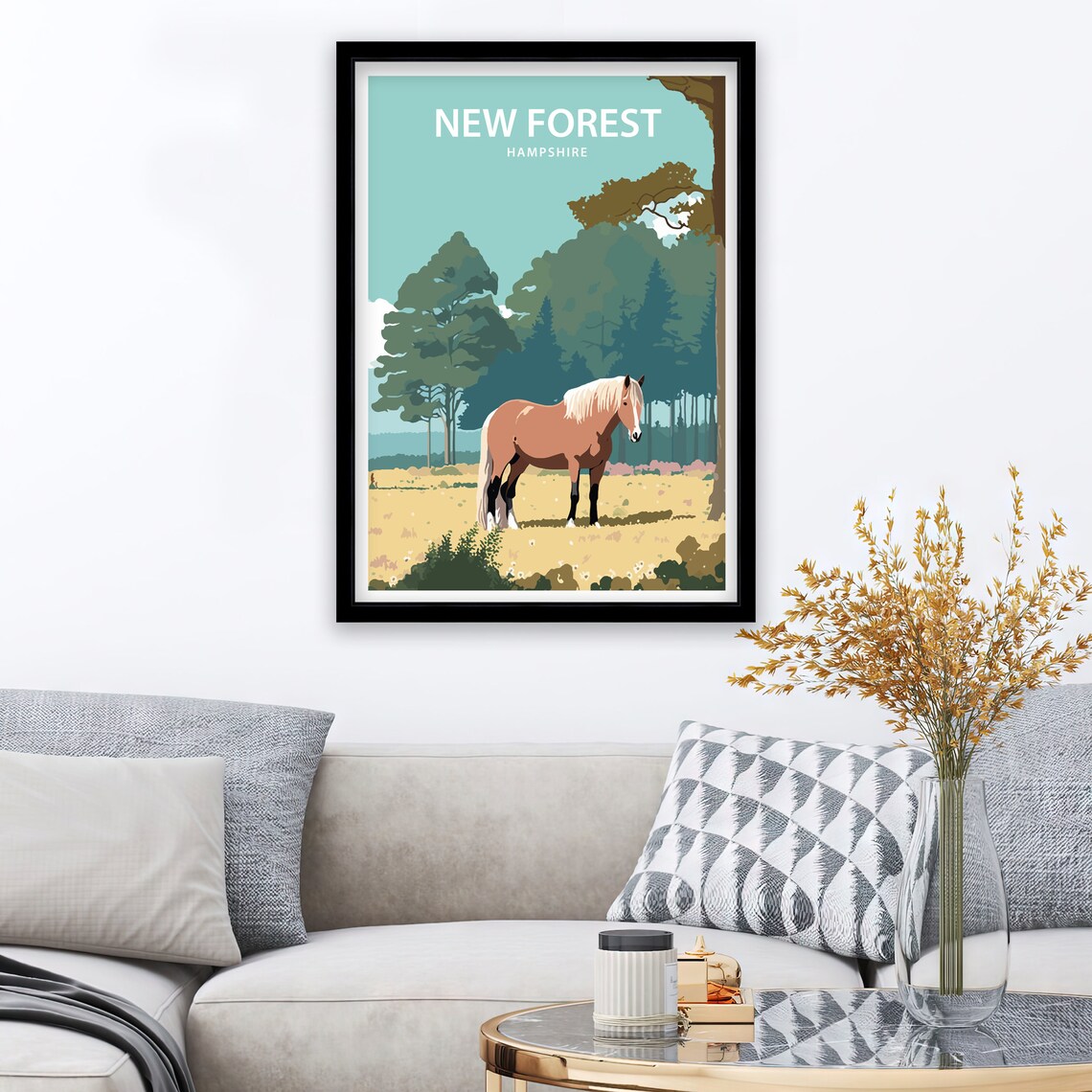 New Forest Ponies Art Print, Hampshire Travel Poster - Image 2