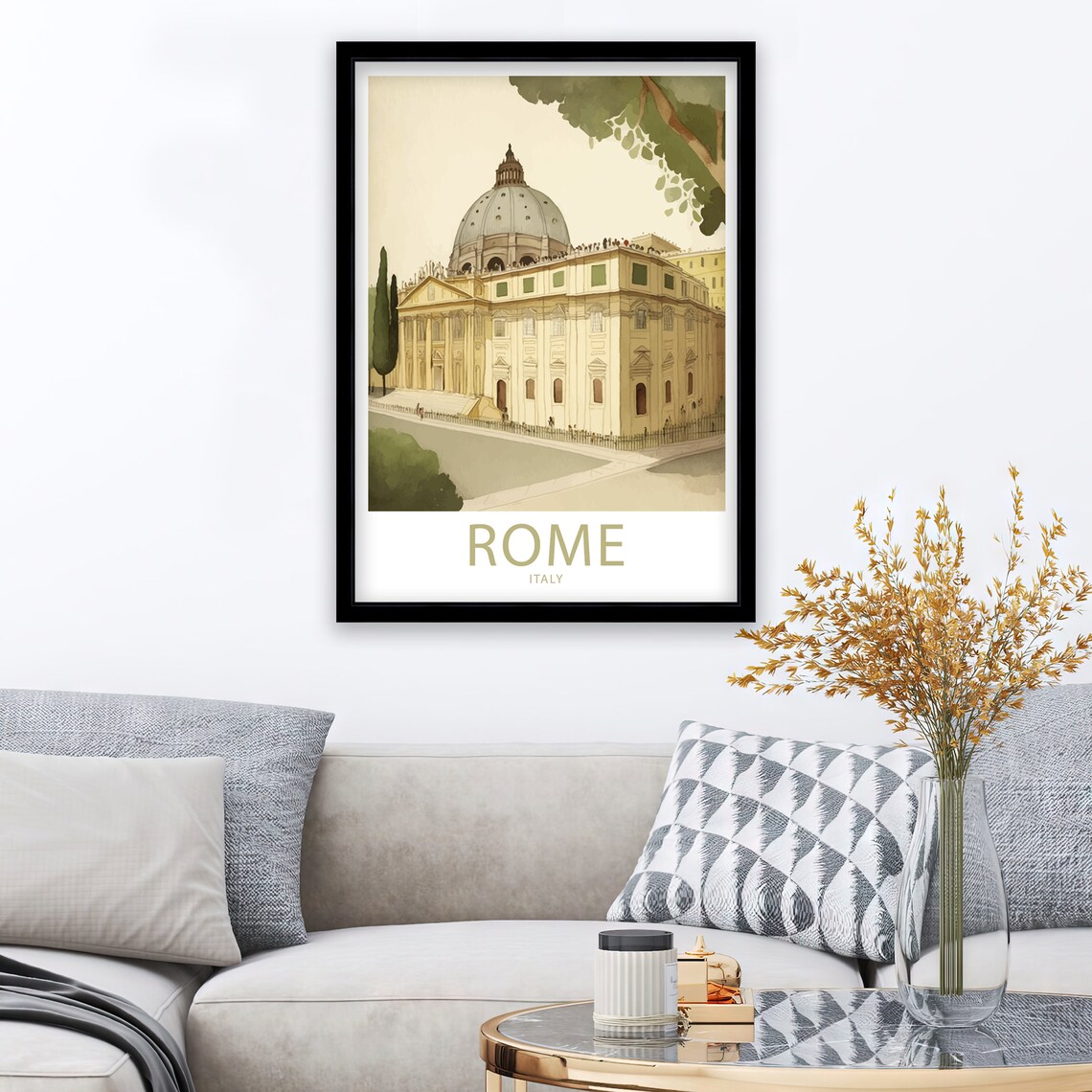 Rome Italy Grand Dome Watercolor Classic Landmark Travel Poster - Image 2