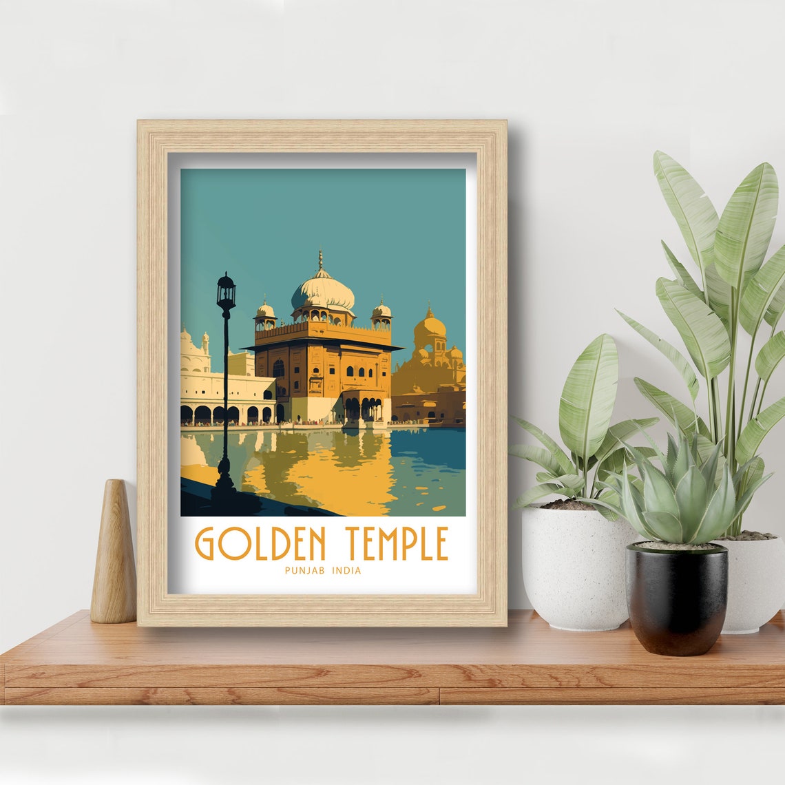 Golden Temple Punjab India Vintage Travel Poster Sunset View - Image 3
