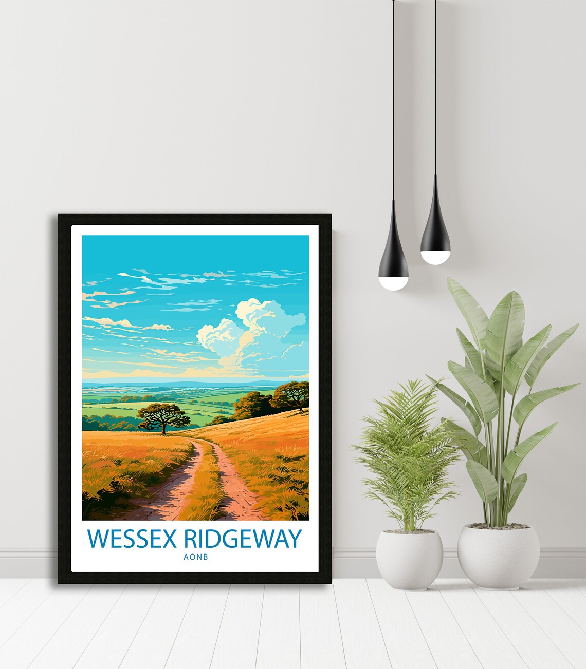 Wessex Ridgeway AONB Golden Hill Trail Walking Path Travel Poster - Image 4