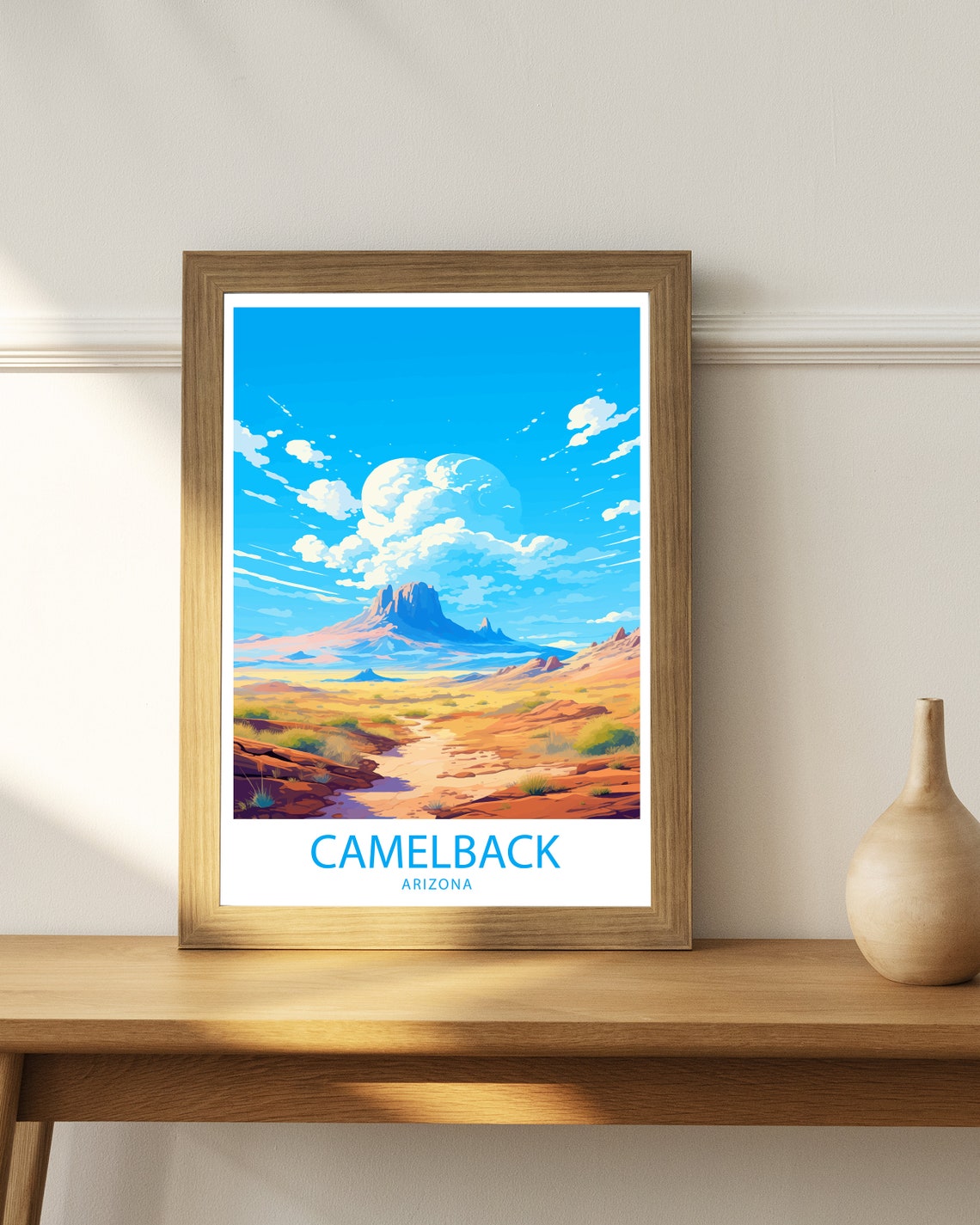 Camelback Arizona Desert Mountain Sunset Retro Travel Scene Poster - Image 3