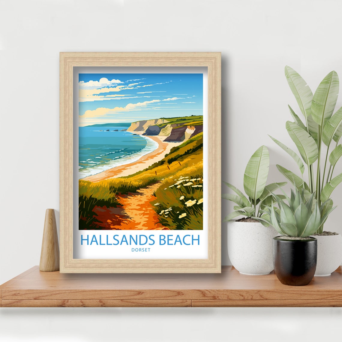Hallsands Beach Dorset Golden Cliff Path White Flower Meadow Poster - Image 5