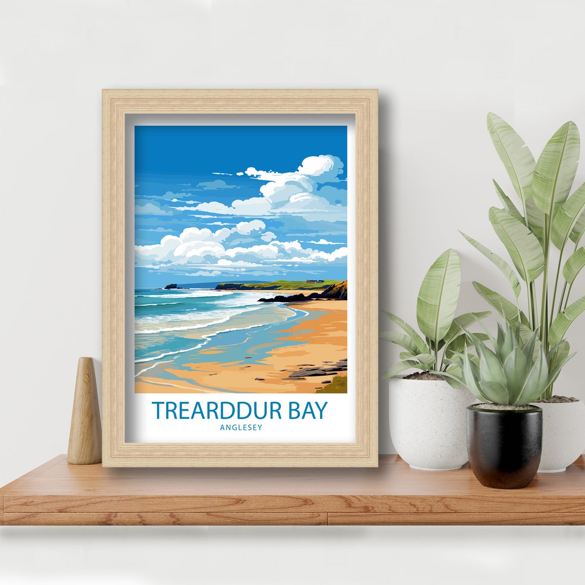 Trearddur Bay Anglesey Golden Sweeping Beach Surf Waves Travel Poster - Image 5