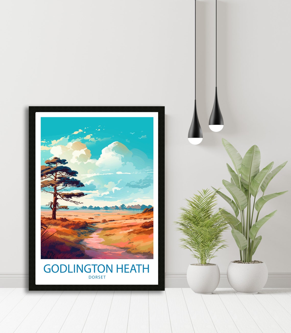 Godlingston Heath Dorset Pine Tree Sunset Heathland Trail Poster - Image 4