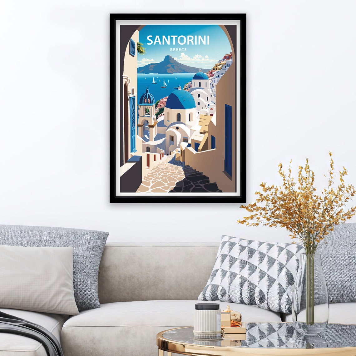 Santorini Greece Travel Poster - Image 2