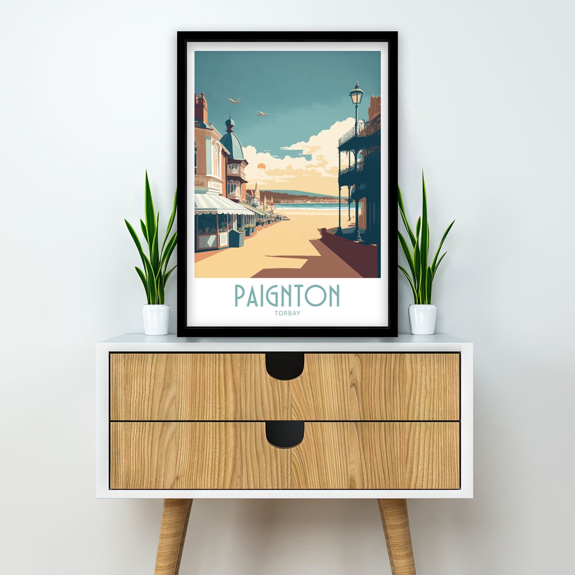 Paignton Torbay Devon Retro Beach Promenade Sunset Vintage Art Poster - Image 2