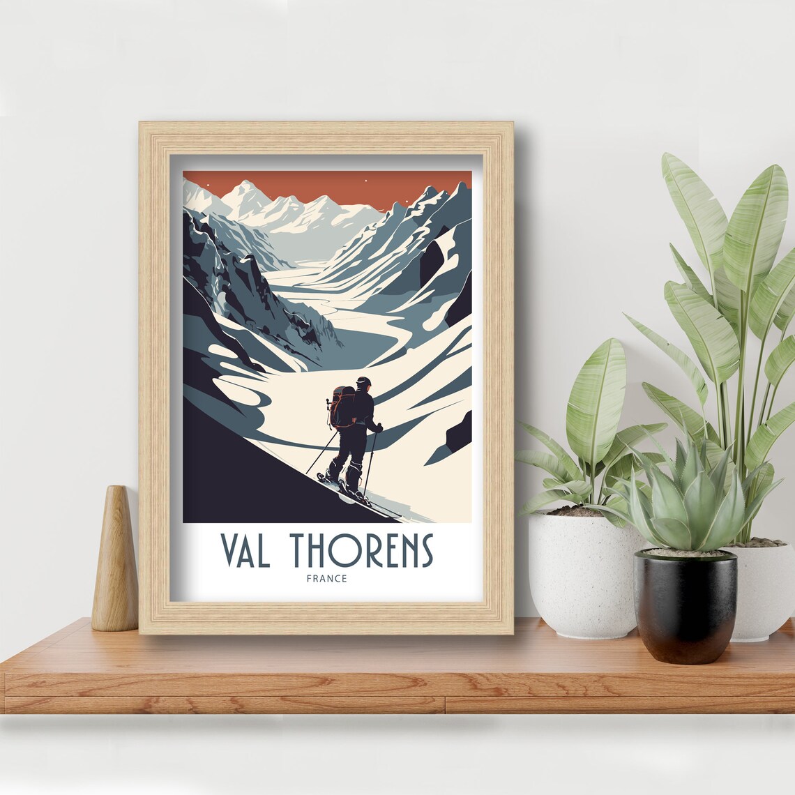 Val Thorens France Backcountry Skier Alpine Ascent Travel Poster - Image 5