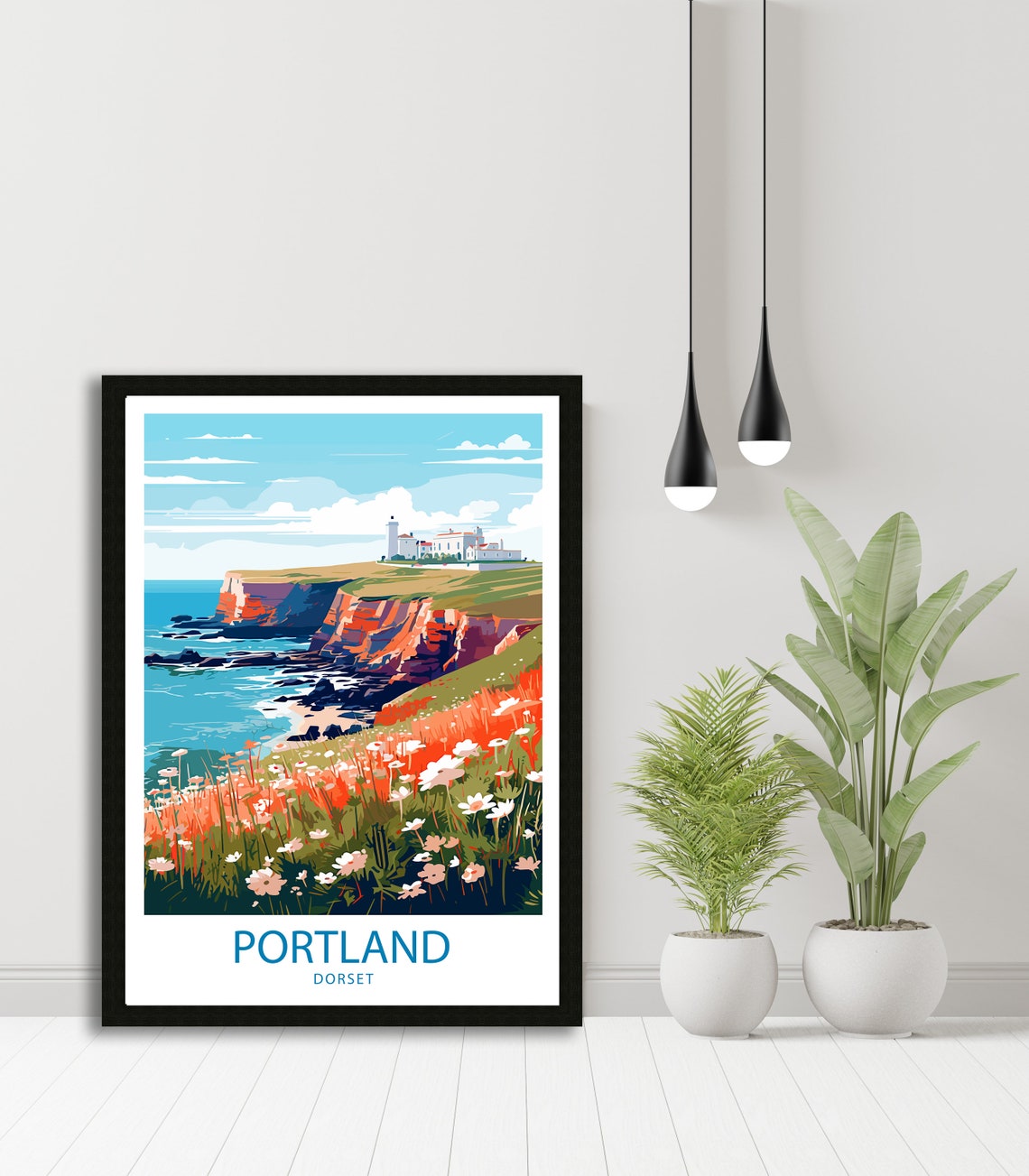 Portland Bill Travel Print Portland Wall Decor Uk Portland Art Portland Wall Art Uk Poster Gift For Lighthouse Enthusiasts Portland Bill Art - Image 4